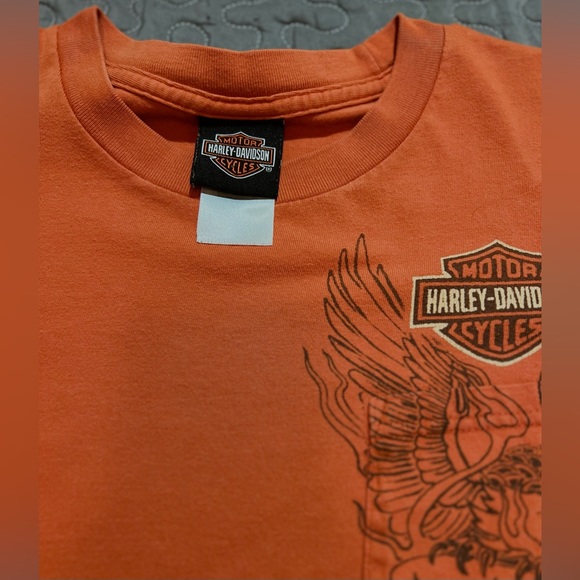 Vintage- Harley Davidson- orange- t-shirt- sz M - Picture 2 of 3